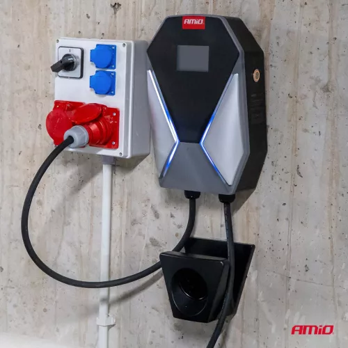 AMiO fali elektromosautó-töltő háromfázisú 22kW 32A 400V (04843)