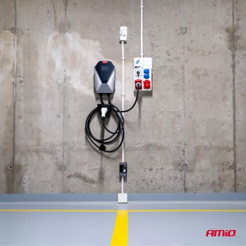 AMiO fali elektromosautó-töltő háromfázisú 22kW 32A 400V (04843)