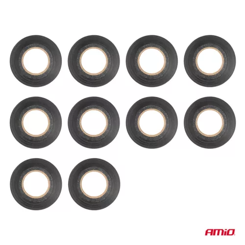 AMiO fekete PVC szigetelőszalagok készlet 10 db 19mm x 20m x 0.13mm (04844)