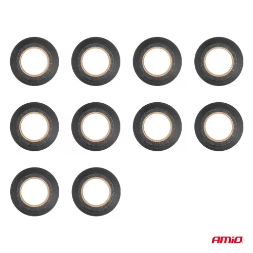 AMiO fekete PVC szigetelőszalagok készlet 10 db 19mm x 10m x 0.13mm (04845)