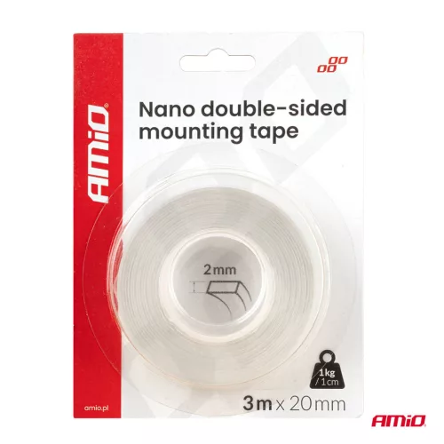 AMiO újrahasználható, kétoldalas nano rögzítőszalag 20mm x 3m x 1mm (04847)