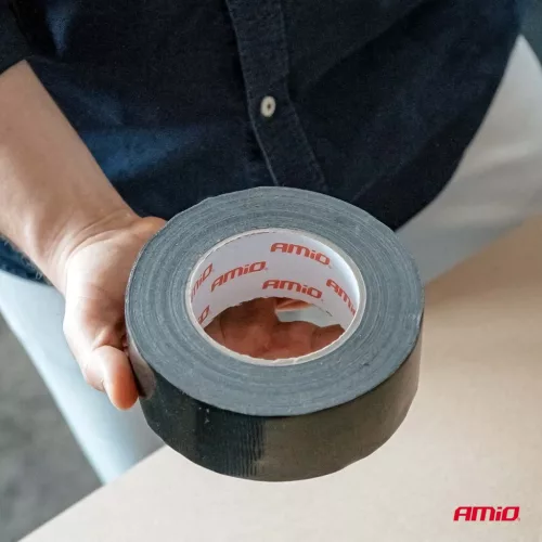 AMiO fekete szövetbetétes ragasztószalag, 48 mm x 50 m x 0,19 mm (04850)