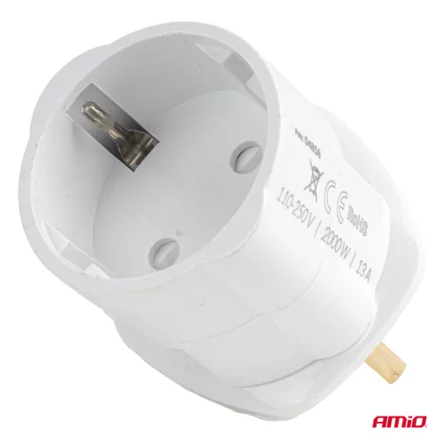 AMiO európai–brit hálózati csatlakozóadapter biztosítékkal, 13 A, 250 V, 10 db (04858)