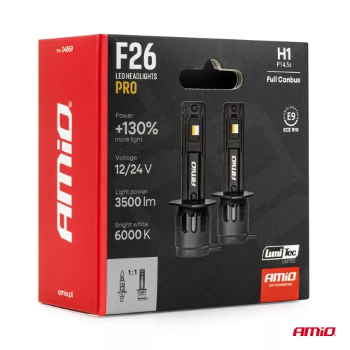 AMiO LED fényszóróizzók sorozat F26 PRO LumiTec LIMITED +130% DUO FULL CANBUS H1 12V 24V (04869)