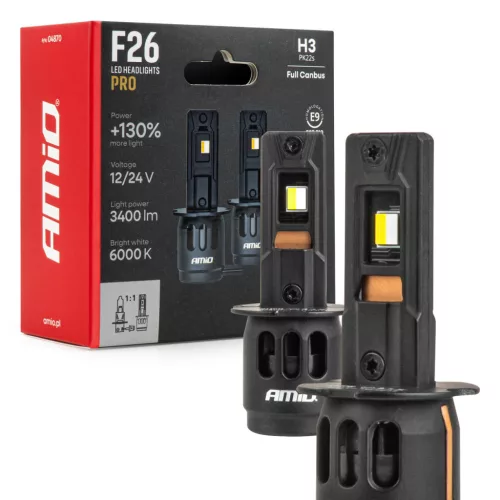 AMiO LED fényszóróizzók sorozat F26 PRO LumiTec LIMITED +130% DUO FULL CANBUS H3 12V 24V (04870)
