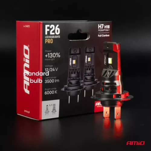 AMiO LED fényszóróizzók sorozat F26 PRO LumiTec LIMITED +130% DUO FULL CANBUS H7 H18 12V 24V (04872)