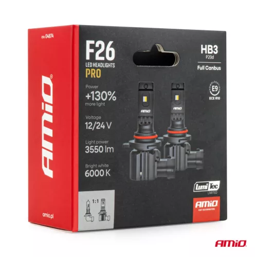 AMiO LED fényszóróizzók sorozat F26 PRO LumiTec LIMITED +130% DUO FULL CANBUS HB3 12V 24V (04874)