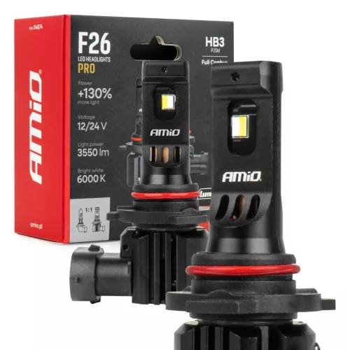 AMiO LED fényszóróizzók sorozat F26 PRO LumiTec LIMITED +130% DUO FULL CANBUS HB3 12V 24V (04874)