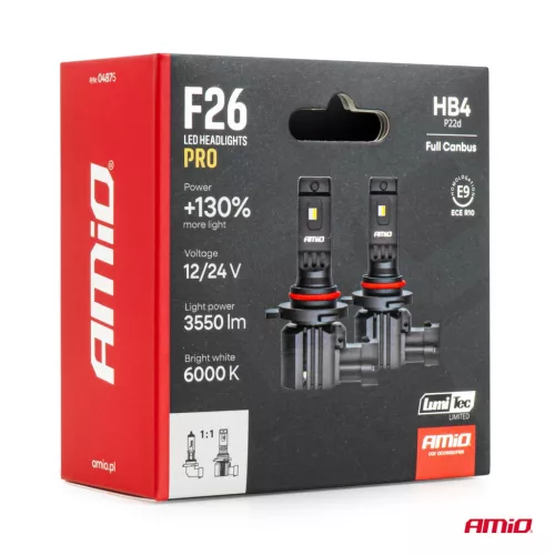 AMiO LED fényszóróizzók sorozat F26 PRO LumiTec LIMITED +130% DUO FULL CANBUS HB4 12V 24V (04875)
