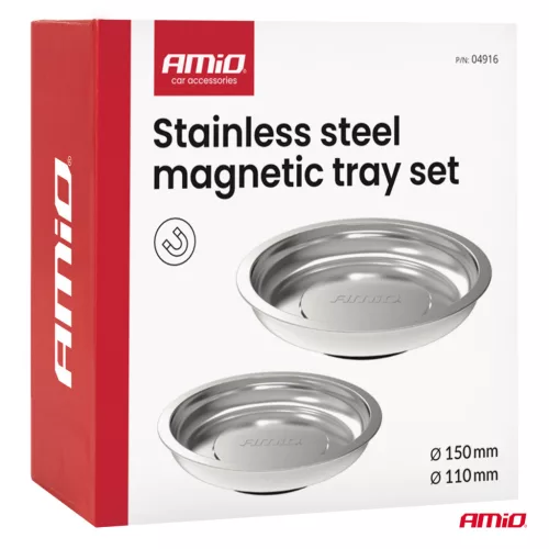 AMiO rozsdamentes acél mágneses alkatrésztálca készlet 110mm 150mm (04916)