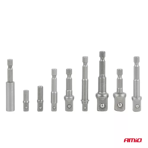 AMiO fúrógéphez való dugókulcs-átalakítók 9el. 1/4", 3/8", 1/2" (04931)