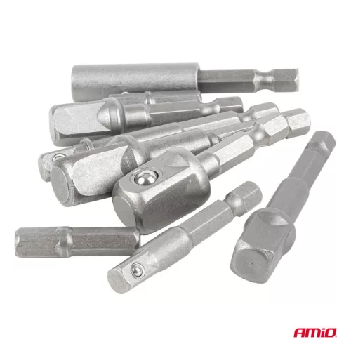 AMiO fúrógéphez való dugókulcs-átalakítók 9el. 1/4", 3/8", 1/2" (04931)
