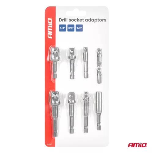AMiO fúrógéphez való dugókulcs-átalakítók 9el. 1/4", 3/8", 1/2" (04931)