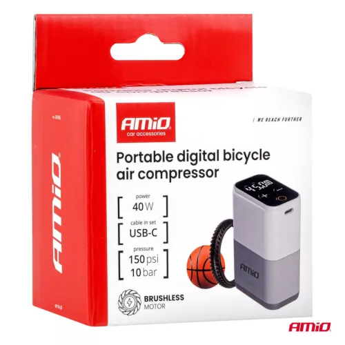 AMiO hordozható digitális kerékpárkompresszor 40W USB-C (04946)