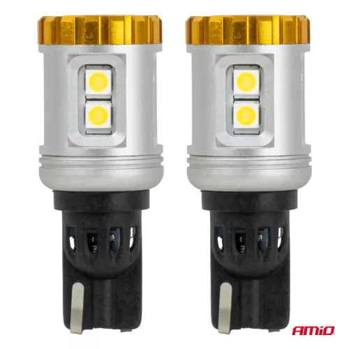 AMiO LED izzók STANDARD T15 3030 8SMD + 3020 1SMD fehér 12/24V (04991)