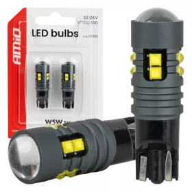   AMiO LED izzók STANDARD T10 2525 10SMD fehér 12/24V (04993)