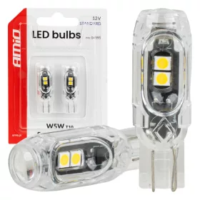 AMiO LED izzók STANDARD T10 2835 5SMD fehér 12V (04995)