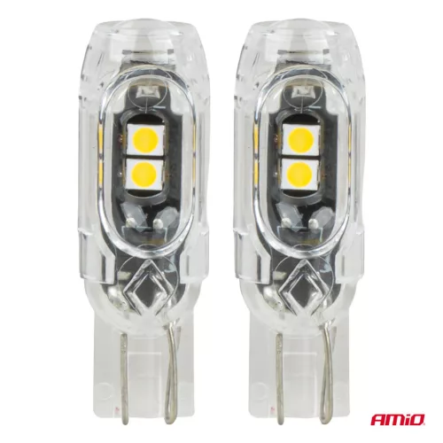 AMiO LED izzók STANDARD T10 2835 5SMD fehér 12V (04995)