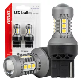   AMiO LED izzók STANDARD 7440 W21W 3030 15SMD fehér 12/24V (04996)