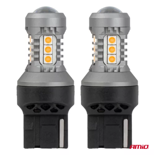 AMiO LED izzók STANDARD 7440 WY21W 3030 15SMD narancssárga 12/24V (04997)