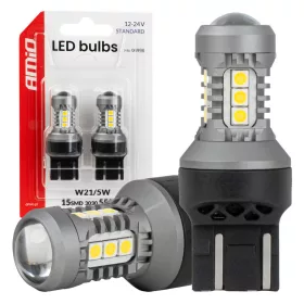  AMiO LED izzók STANDARD 7443 W21/5W 3030 15SMD fehér 12/24V (04998)
