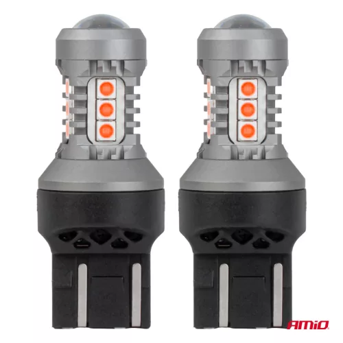 AMiO LED izzók STANDARD 7443 W21/5W 3030 15SMD piros 12/24V (04999)