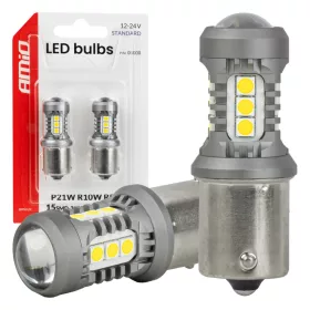   AMiO LED izzók STANDARD BA15S P21W 3030 15SMD fehér 12/24V (05000)