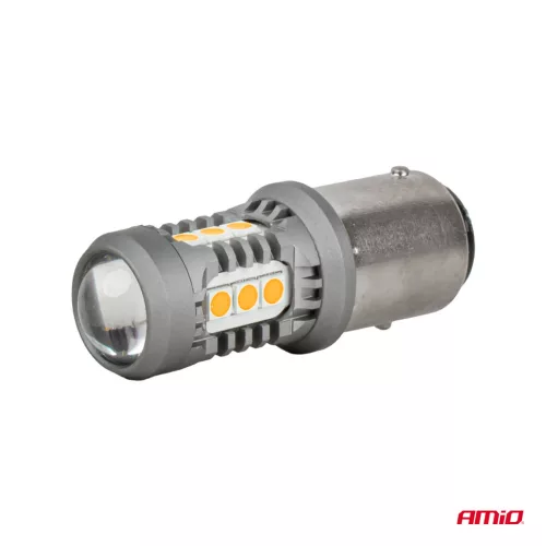 AMiO LED izzók STANDARD BAU15S PY21W 2x1860SMD 3030 15SMD narancssárga 12/24V (05002)