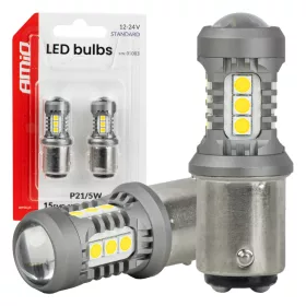   AMiO LED izzók STANDARD BAY15D P21/5W 3030 15SMD fehér 12/24V (05003)