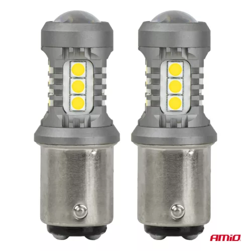 AMiO LED izzók STANDARD BAY15D P21/5W 3030 15SMD fehér 12/24V (05003)