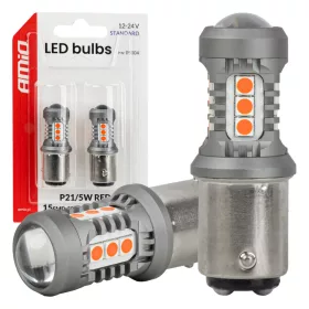   AMiO LED izzók STANDARD BAY15D P21/5W 3030 15SMD piros 12/24V (05004)