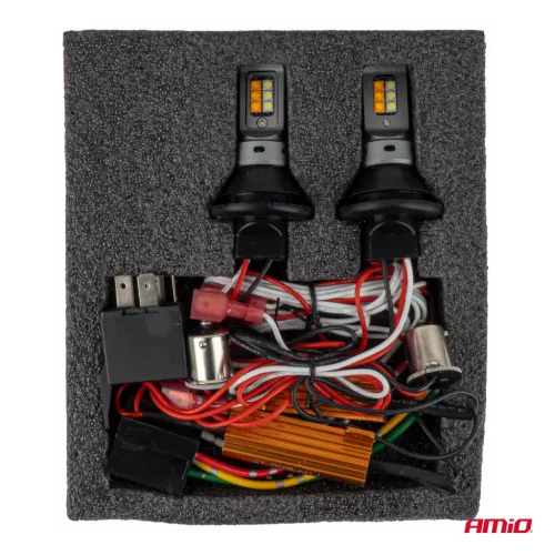 AMiO DRL – irányjelző 2 az 1-ben 1156 3535 12SMD 12/24V (05005)