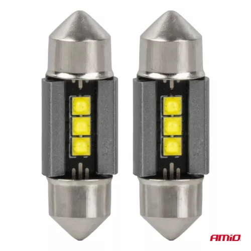 AMiO LED izzók CANBUS 31mm 2525 3SMD fehér 12/24V (05006)