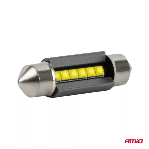 AMiO LED izzók CANBUS 41mm 2525 6SMD fehér 12/24V (05009)