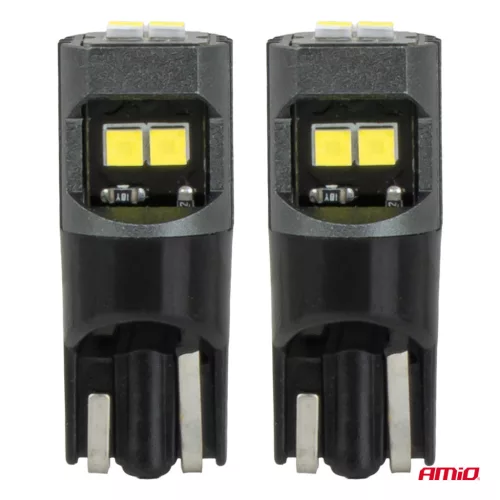 AMiO LED izzók CANBUS T10 2020 6SMD fehér 12/24V (05010)
