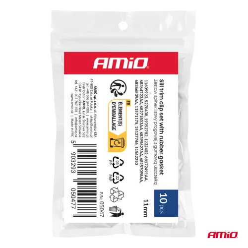 AMiO küszöbborítás-rögzítő patentkészlet gumitömítéssel 11 mm, 10 db (05047)