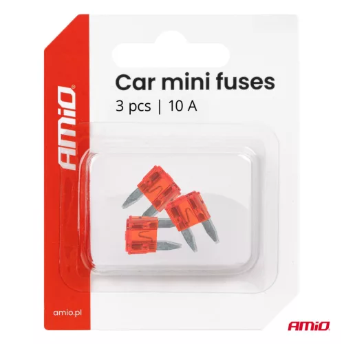 AMiO autós késes biztosítékok MINI 3 db 10A (05098)