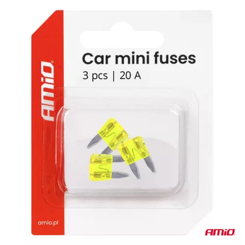 AMiO autós késes biztosítékok MINI 3 db 20A (05100)