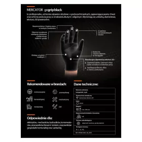   MERCATOR nitril kesztyű GoGrip fekete méret XL, 50 db (MER20312)