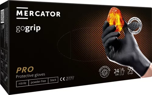 MERCATOR nitril kesztyű GoGrip fekete méret XL, 50 db (MER20312)