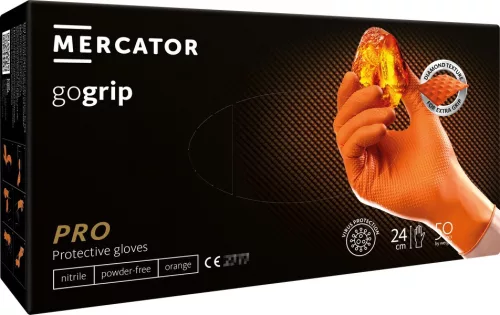 MERCATOR nitril kesztyű GoGrip narancssárga méret XL, 50 db (MER20337)