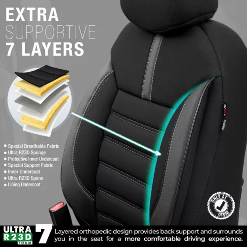 OTOM Autós üléshuzat-készlet LIMITED 102 fekete/szürke 3-ZIP (OT74048)