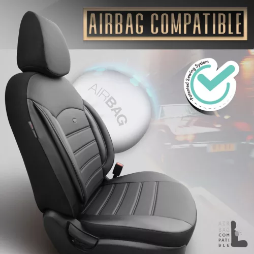 OTOM Autós üléshuzat-készlet INSPIRE 3501 fekete ECO-bőr 3-ZIP (OT85511)