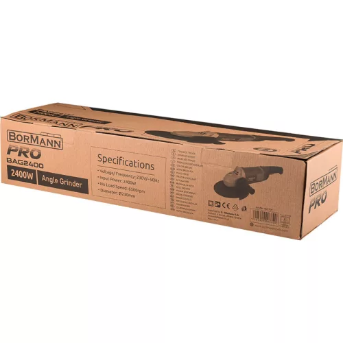 BORMANN Pro Sarokcsiszoló 2400 W, Ø230 mm tárcsához, lágyindítással (BAG2400)