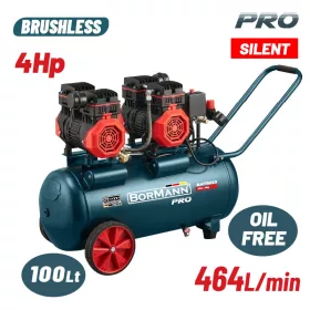   BORMANN Pro Olajmentes szénkefementes légkompresszor 4 LE, 100 literes tartály, 464 l/perc, 8 bar, csendes (BAT5017)