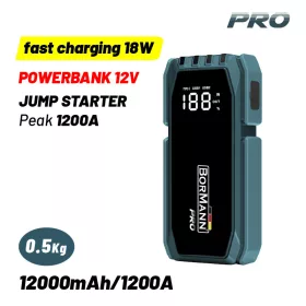   BORMANN Pro Autós indítássegítő power bank 12 V, 12000 mAh, 1200 A, 18 W gyorstöltéssel (BBC8530)
