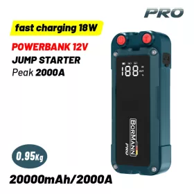   BORMANN Pro power bank és autó indító booster, gyorstöltés, 20000 mAh, 12 V, 18 W (BBC9030)