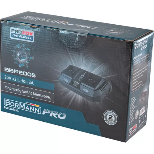 BORMANN Pro Dupla akkumulátortöltő BORMANN Pro 20 V Li-Ion akkukhoz, 3 A (BBP2005)