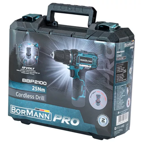 BORMANN Pro Akkus fúró-csavarozó készlet 12 V, 25 Nm, 1,3 Ah akkuval és tartozékokkal (BBP2100)