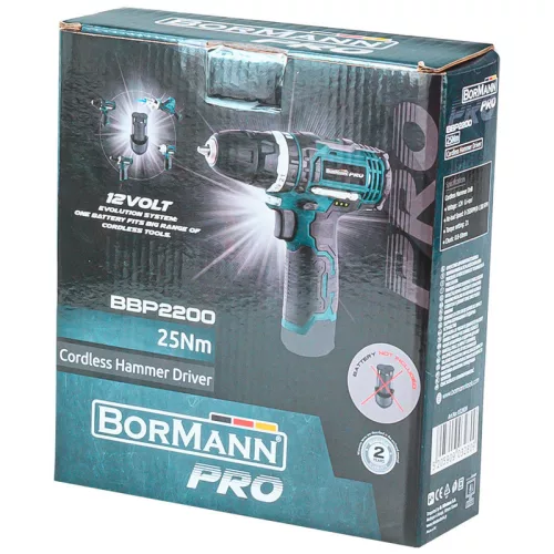 BORMANN Pro Akkus ütvefúró-csavarozó 12 V, 25 Nm, akku és töltő nélkül (BBP2200)